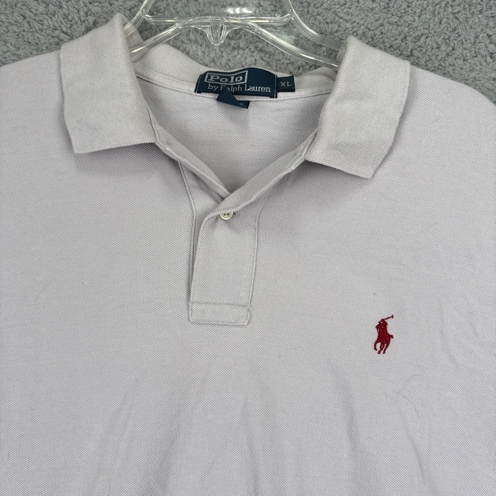 Polo Ralph Lauren Shirt Mens XL Gray Red Pony Cotton VTG Polo Golf Casual